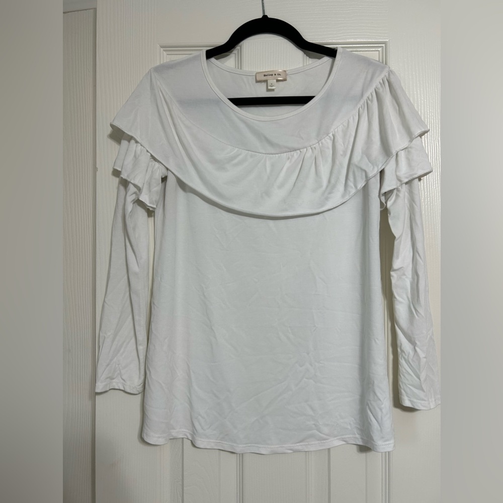 White ruffle top